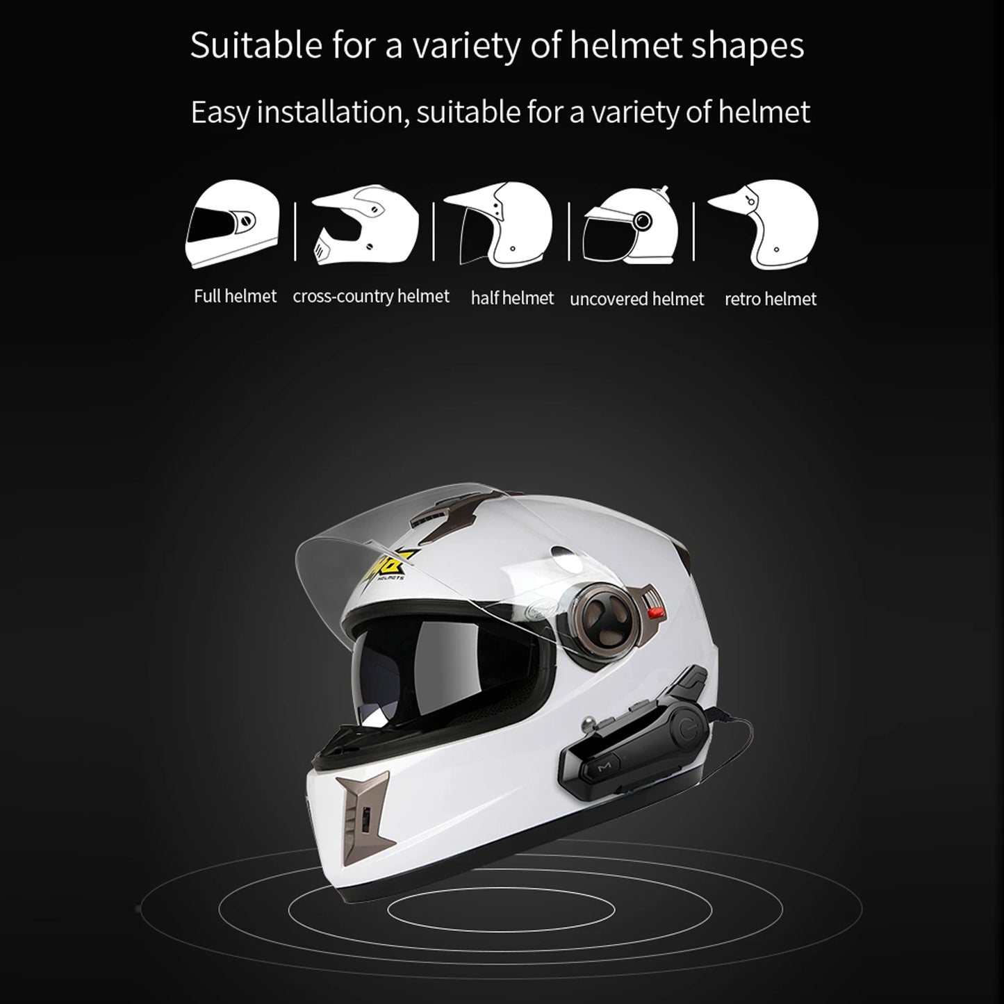 Motorcycle BT Intercom with Helmet BT Headset Waterproof Universal Communication System for ATV Dirt Bike Motorcycle