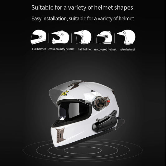 Motorcycle BT Intercom with Helmet BT Headset Waterproof Universal Communication System for ATV Dirt Bike Motorcycle