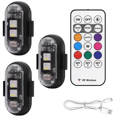 Wireless LED Strobe Lights with Remote Control Waterproof Anti-Collision Led Emergency Warning Lights for Car Motorcycle Bike