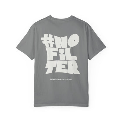 T-Shirt — #NoFilter Graphic Tee (Minimal Front Logo, Bold Back Print)