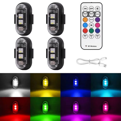 Wireless LED Strobe Lights with Remote Control Waterproof Anti-Collision Led Emergency Warning Lights for Car Motorcycle Bike