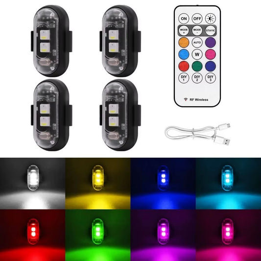 Wireless LED Strobe Lights with Remote Control Waterproof Anti-Collision Led Emergency Warning Lights for Car Motorcycle Bike