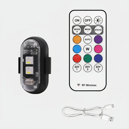 Wireless LED Strobe Lights with Remote Control Waterproof Anti-Collision Led Emergency Warning Lights for Car Motorcycle Bike
