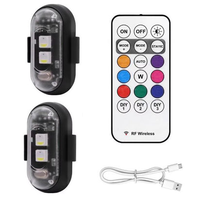 Wireless LED Strobe Lights with Remote Control Waterproof Anti-Collision Led Emergency Warning Lights for Car Motorcycle Bike