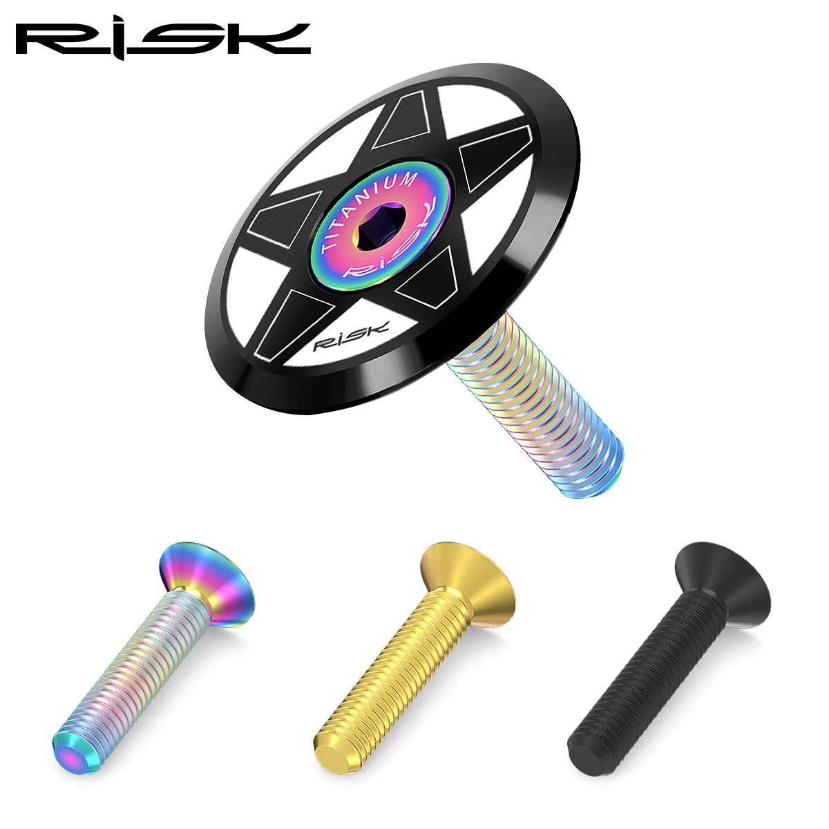 RISK Bicycle Titanium Bolt Screw M6X30 M6X35 M6X40 M6X50 for Bicycle Headset Stem Cap Cover Disc Brake Caliper Flat Allen Head