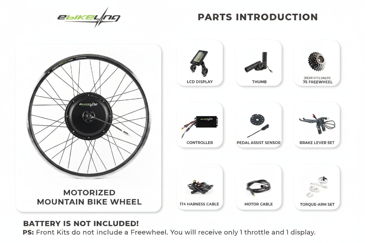 Ebike Conversion Kit 48V 1500W, 26" Rear Waterproof Electric Bike Conversion Kit, Add on Electric Bike Kit, Transform Your Bicycle with High-Performance E-Bike Technology