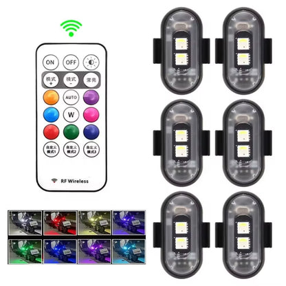Wireless LED Strobe Lights with Remote Control Waterproof Anti-Collision Led Emergency Warning Lights for Car Motorcycle Bike