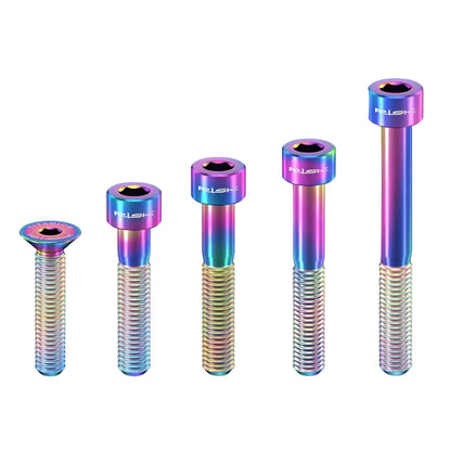 RISK Bicycle Titanium Bolt Screw M6X30 M6X35 M6X40 M6X50 for Bicycle Headset Stem Cap Cover Disc Brake Caliper Flat Allen Head