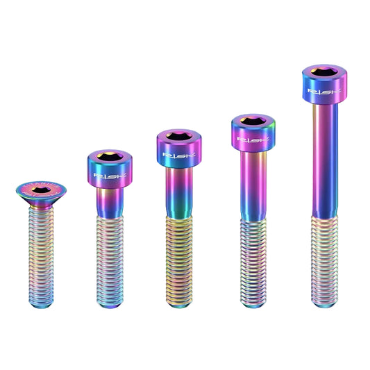 RISK Bicycle Titanium Bolt Screw M6X30 M6X35 M6X40 M6X50 for Bicycle Headset Stem Cap Cover Disc Brake Caliper Flat Allen Head